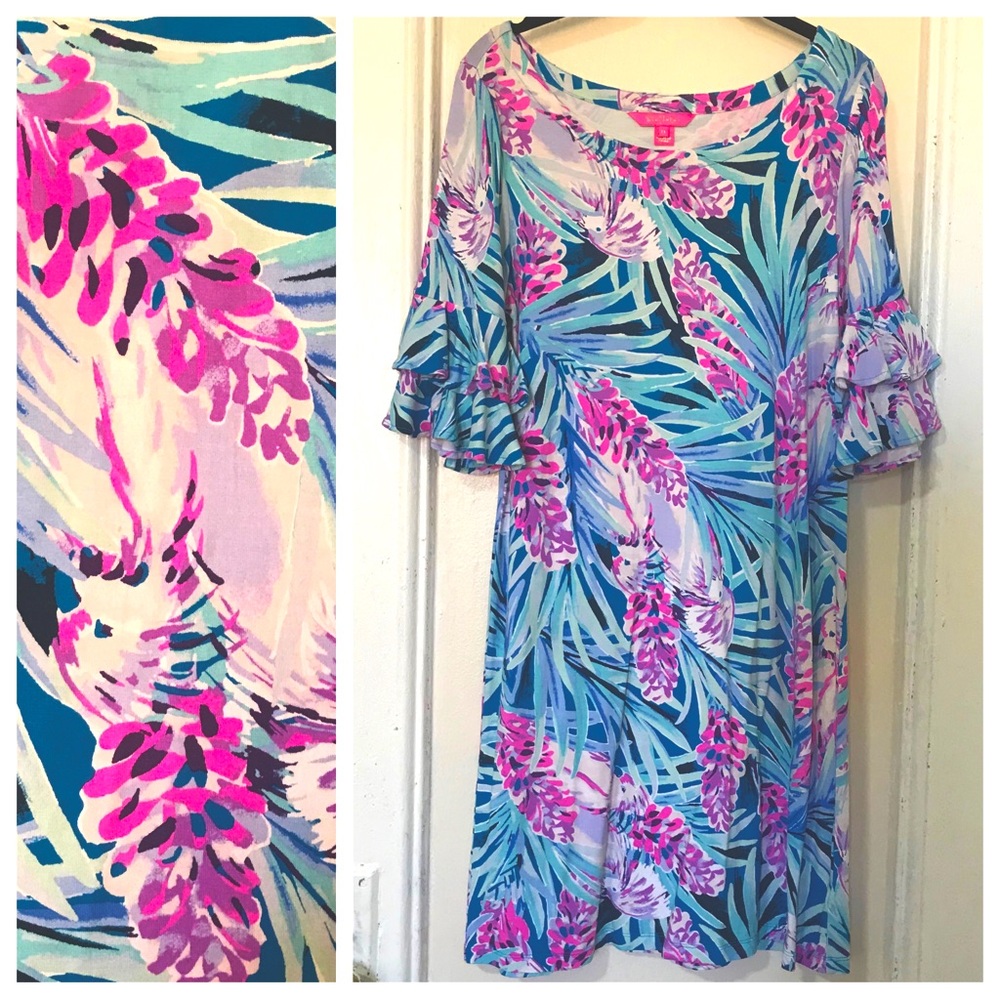 Lilly Pulitzer Mr Peacock Blue Tweethearts Lula Dress